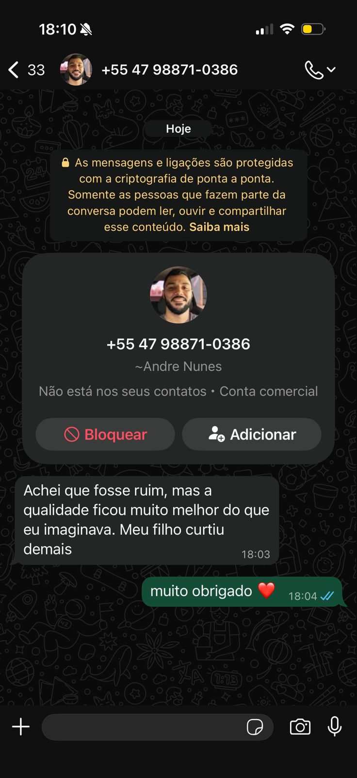 Depoimento de cliente 1